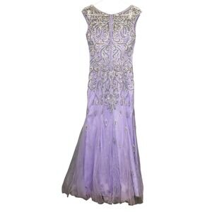Fantastic Finds Gown Girls Size 2 Lavender Rhinestone Embellished Pageant Dress
